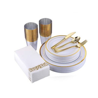 Gold Disposable Plastic Party Sets