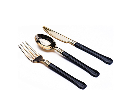 Disposable Plastic Flatware with Black Handle