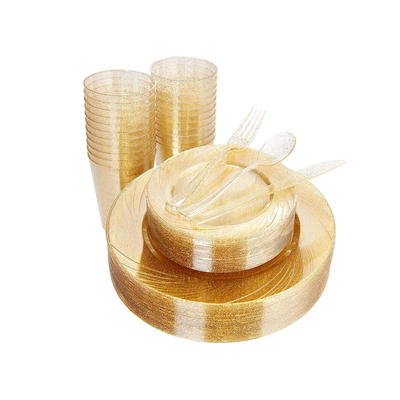Gold Dust Disposable Plastic Party Sets