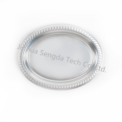 Oval Modern Metallic Silver PS Plastic Plate