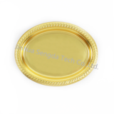 Oval Modern Metallic Gold PS Plastic Plate